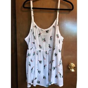 Beachy Boho Babydoll Tank Top Toucan Print (NWT)